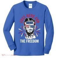 Just Here For The Freedom Fireworks Director Lincoln Gift Kids Long Sleeve Shirt thumb 0