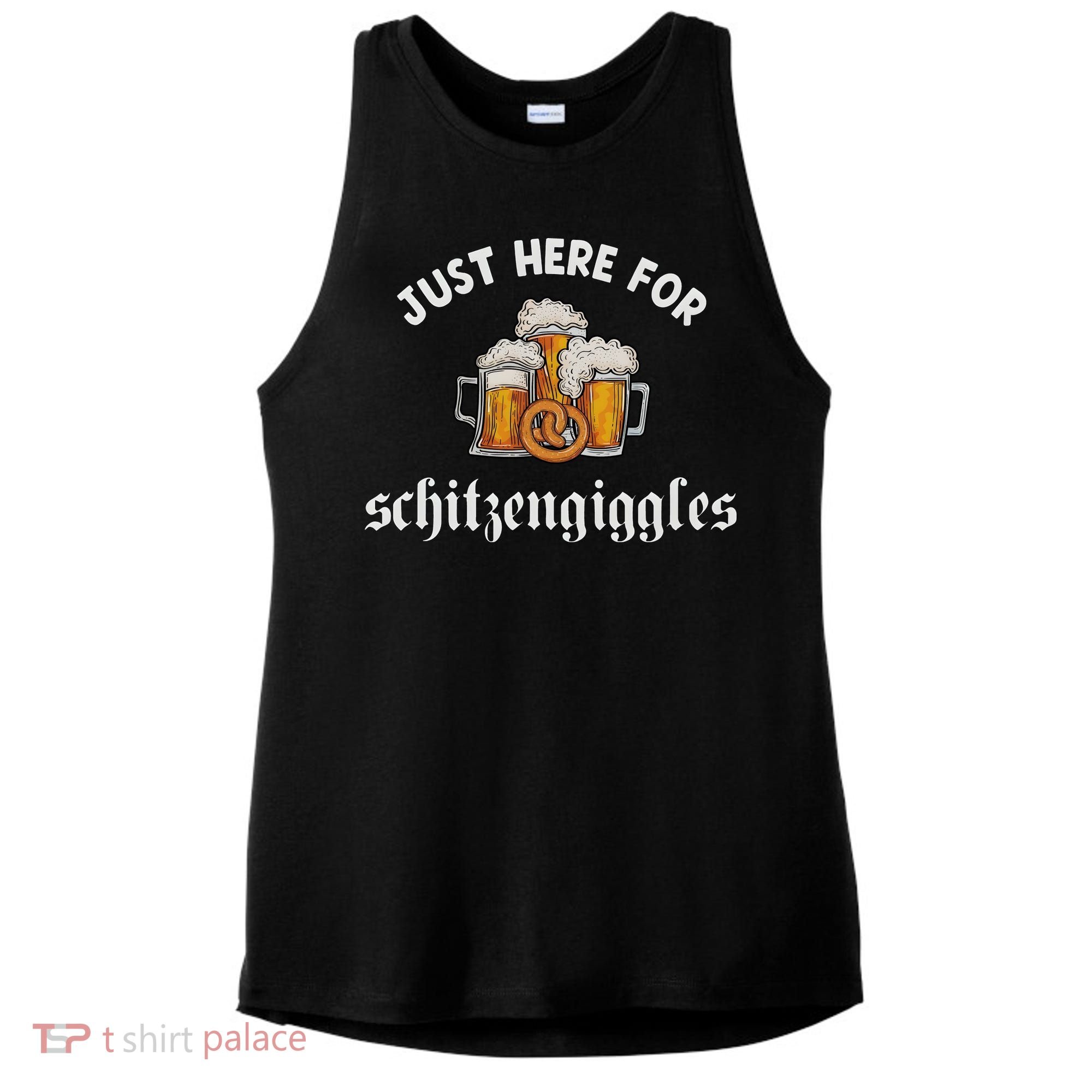 Just Here For Schitzengiggles Oktoberfest Drinking Team Ladies PosiCharge Tri-Blend Wicking Tank