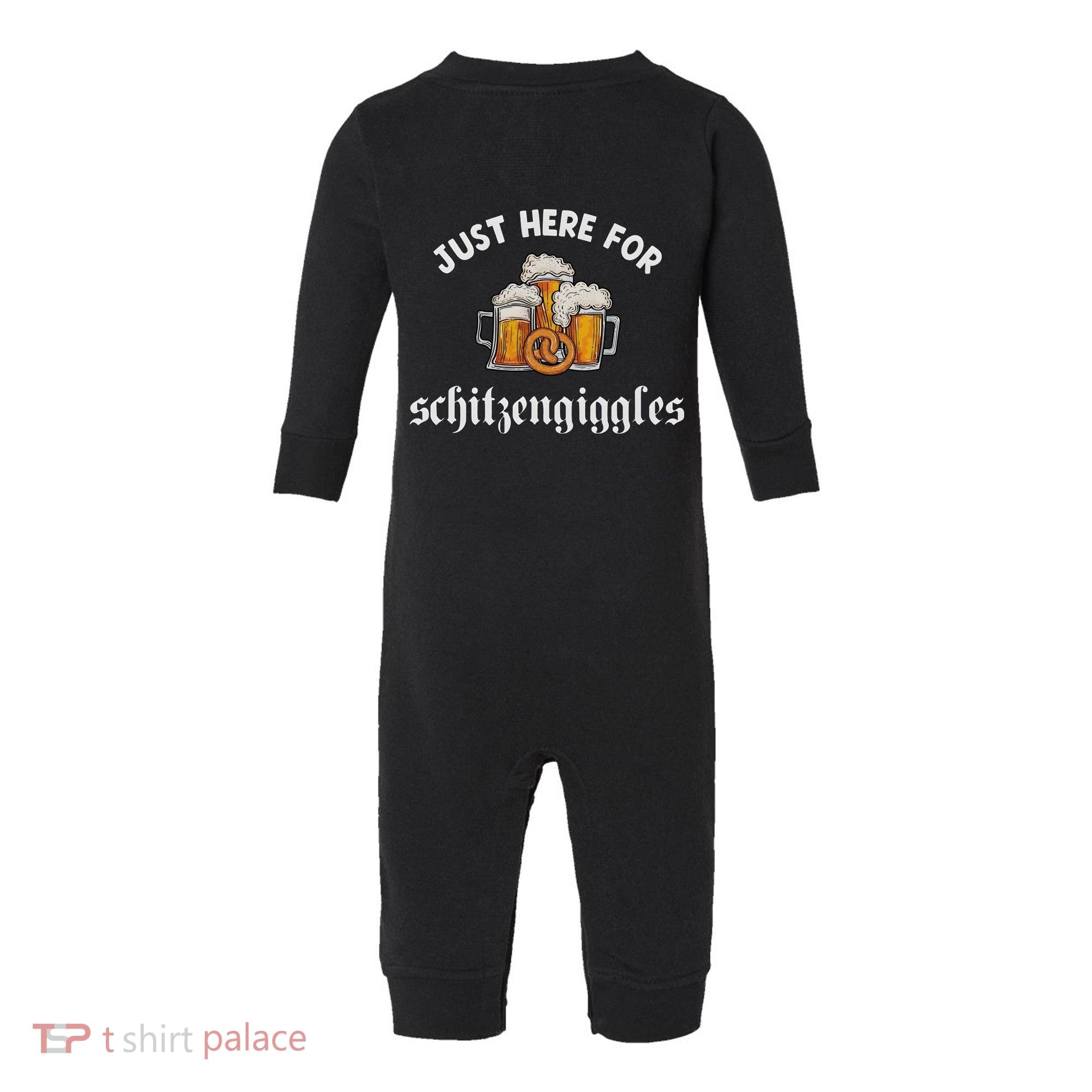 Just Here For Schitzengiggles Oktoberfest Drinking Team Infant Fleece One Piece