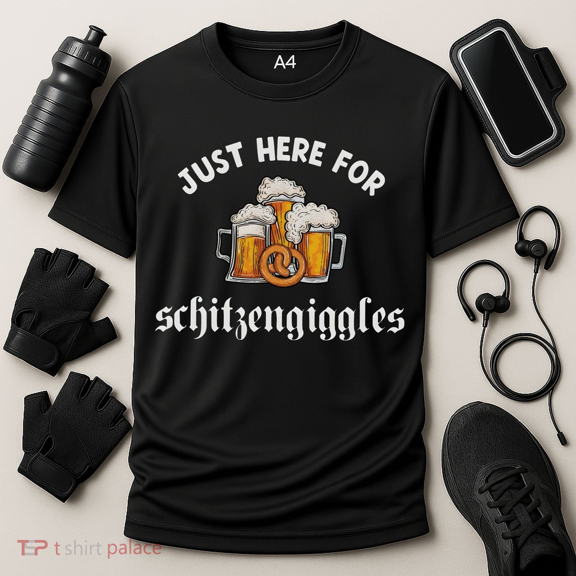 Just Here For Schitzengiggles Oktoberfest Drinking Team Cooling Performance Crew T-Shirt