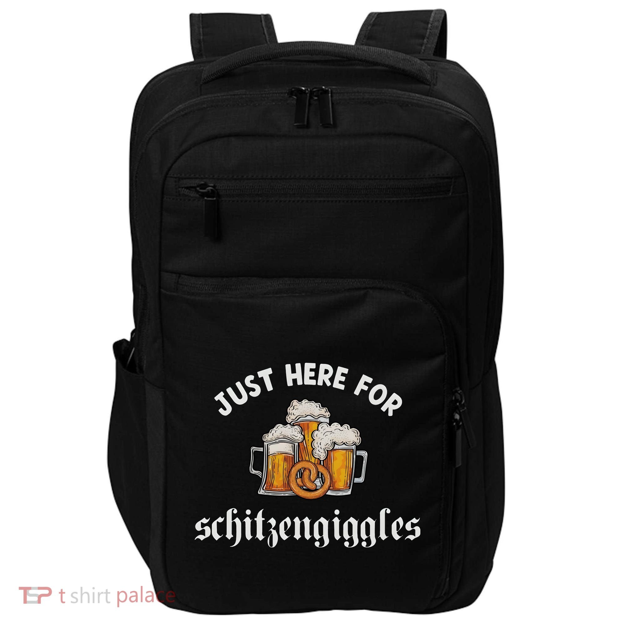 Just Here For Schitzengiggles Oktoberfest Drinking Team Impact Tech Backpack