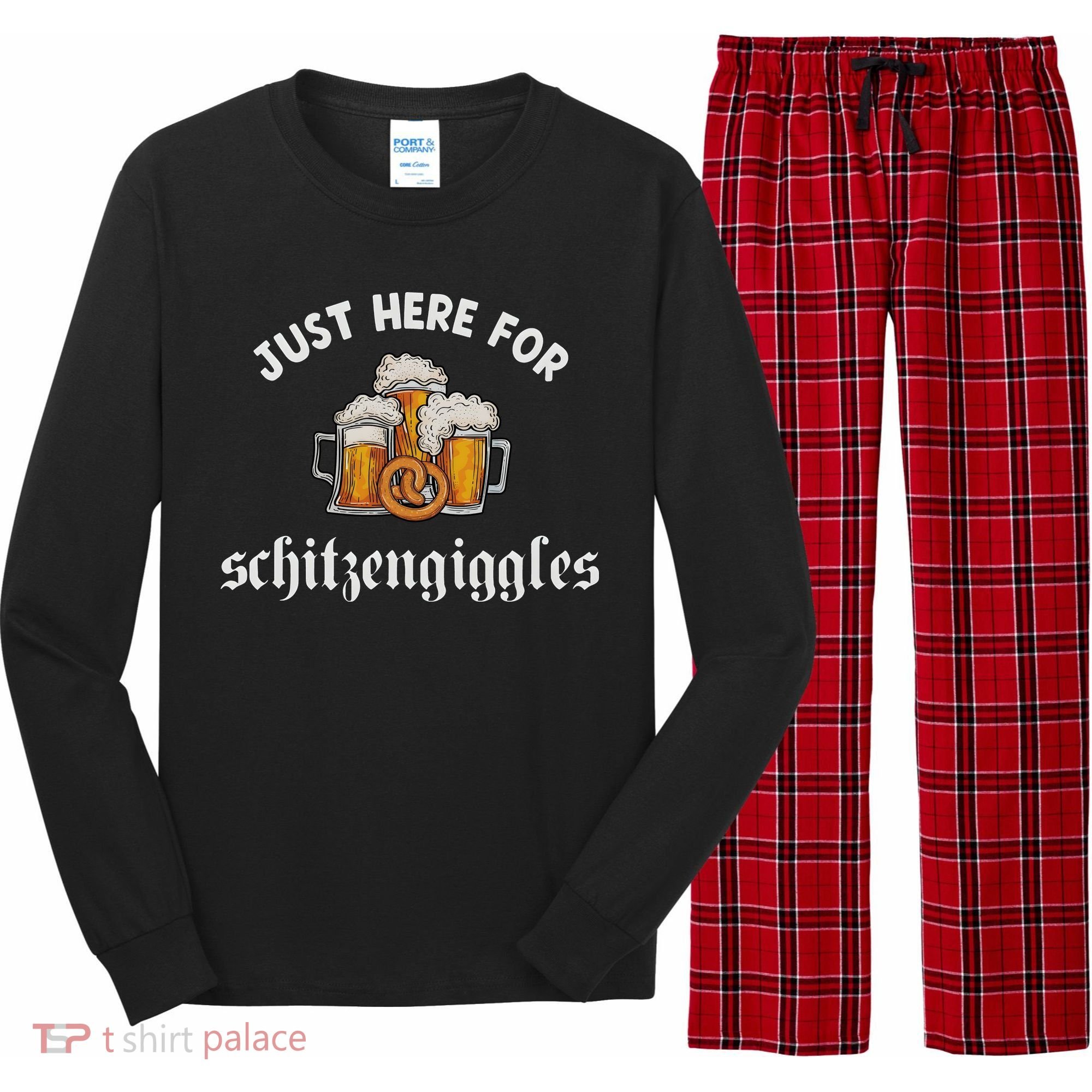 Just Here For Schitzengiggles Oktoberfest Drinking Team Long Sleeve Pajama Set
