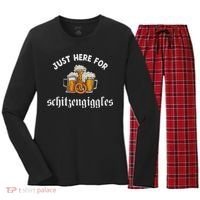 Just Here For Schitzengiggles Oktoberfest Drinking Team Women's Long Sleeve Flannel Pajama Set  thumb 0