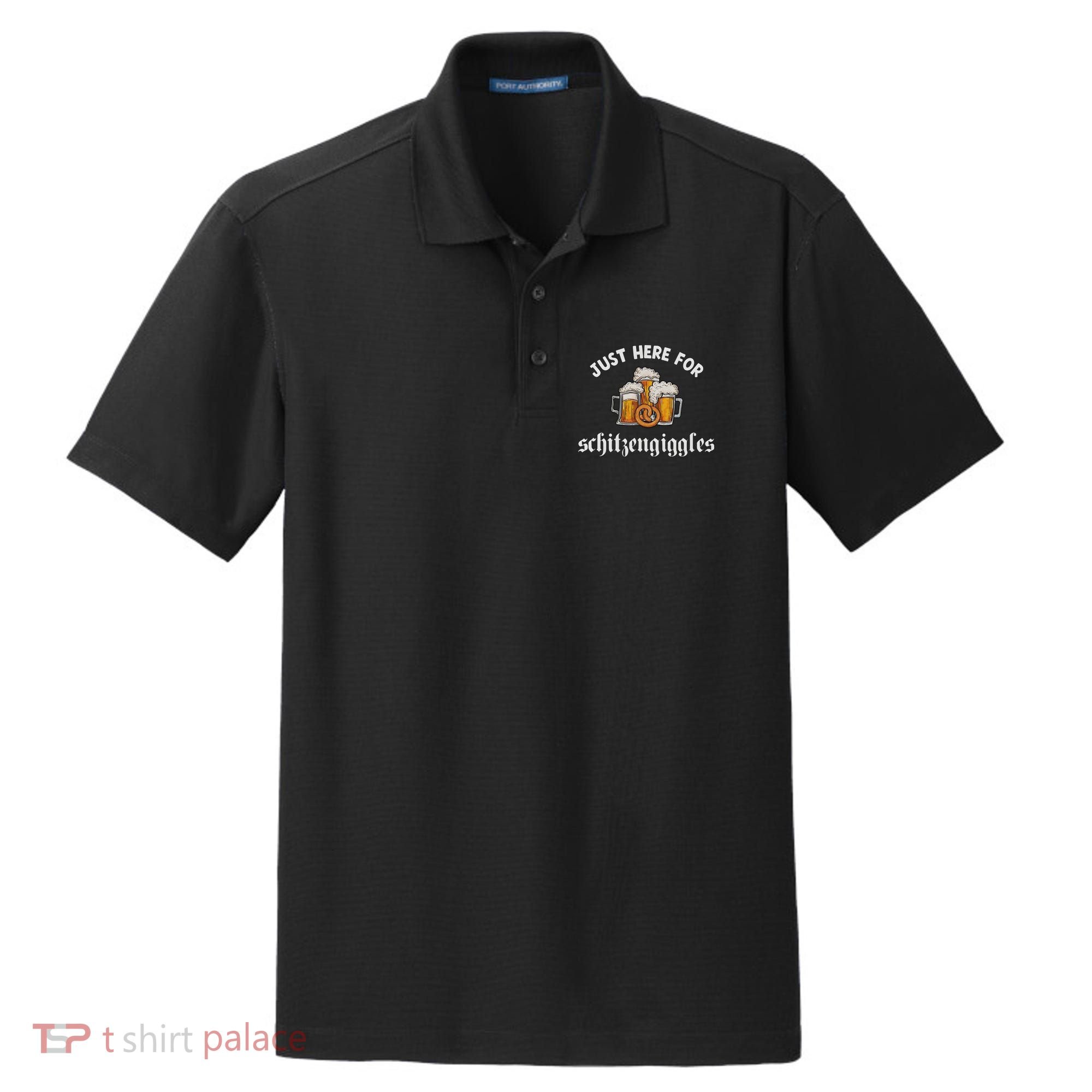 Just Here For Schitzengiggles Oktoberfest Drinking Team Dry Zone Grid Polo