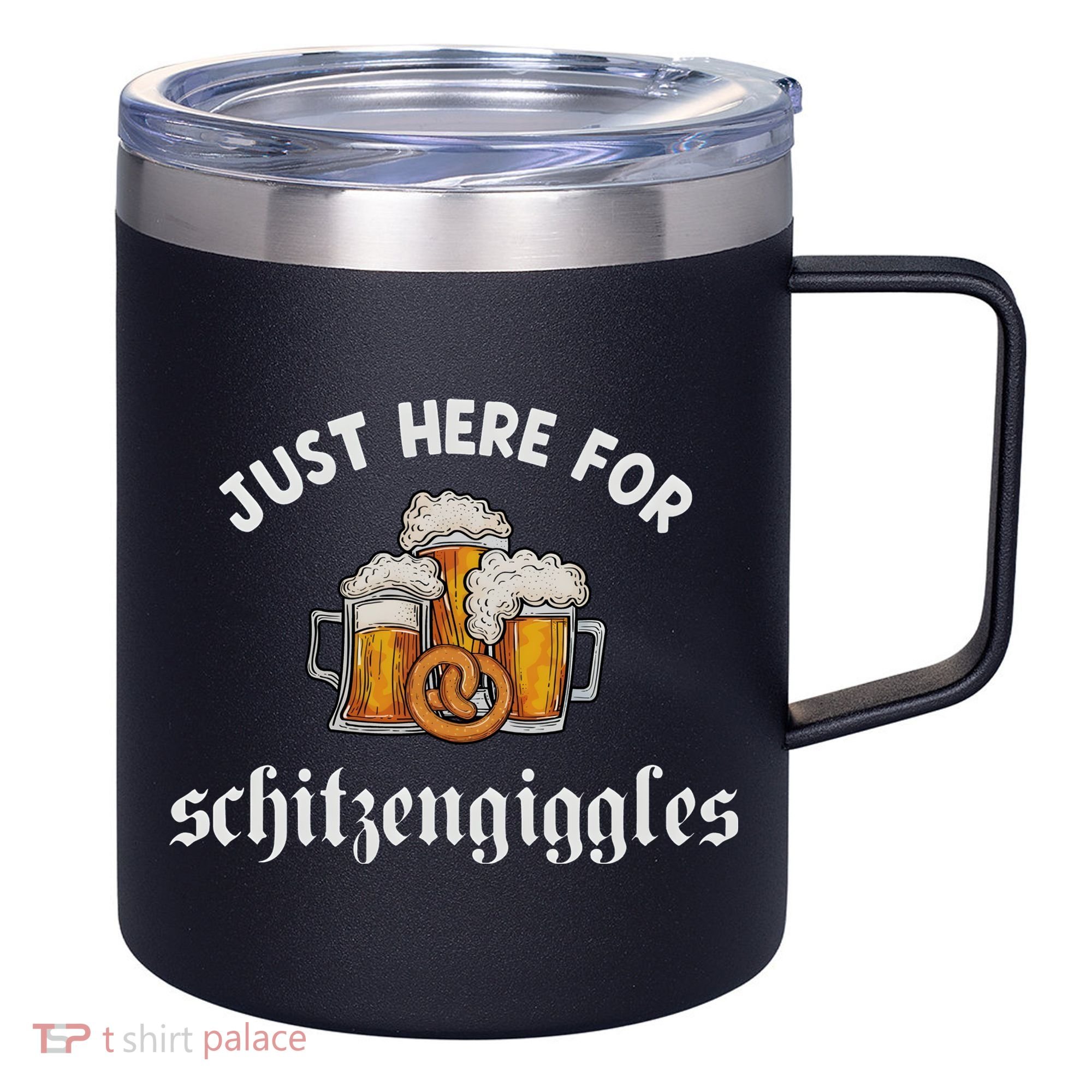 Just Here For Schitzengiggles Oktoberfest Drinking Team 12oz Stainless Steel Coffee Mug