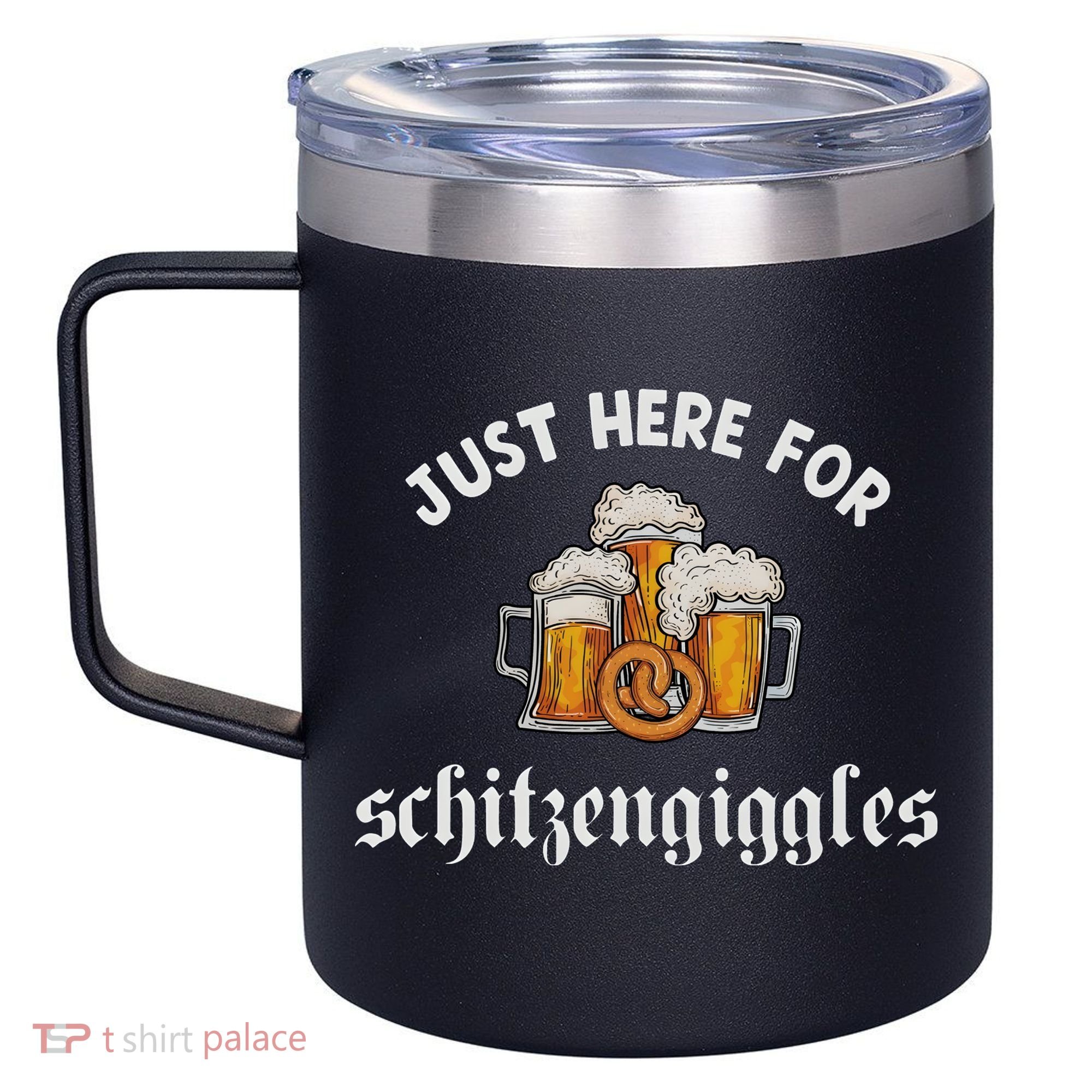 Just Here For Schitzengiggles Oktoberfest Drinking Team 12oz Stainless Steel Coffee Mug