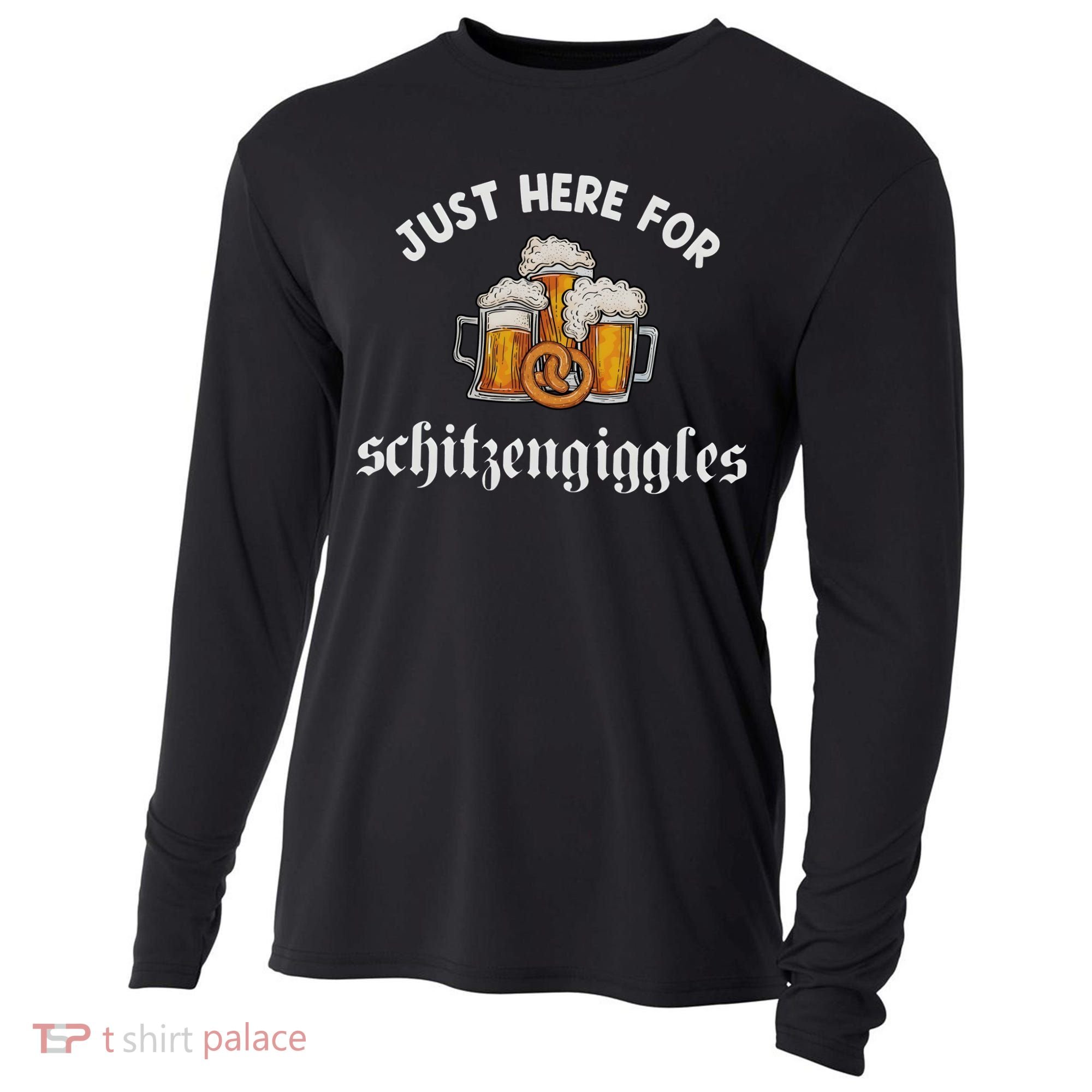 Just Here For Schitzengiggles Oktoberfest Drinking Team Cooling Performance Long Sleeve Crew