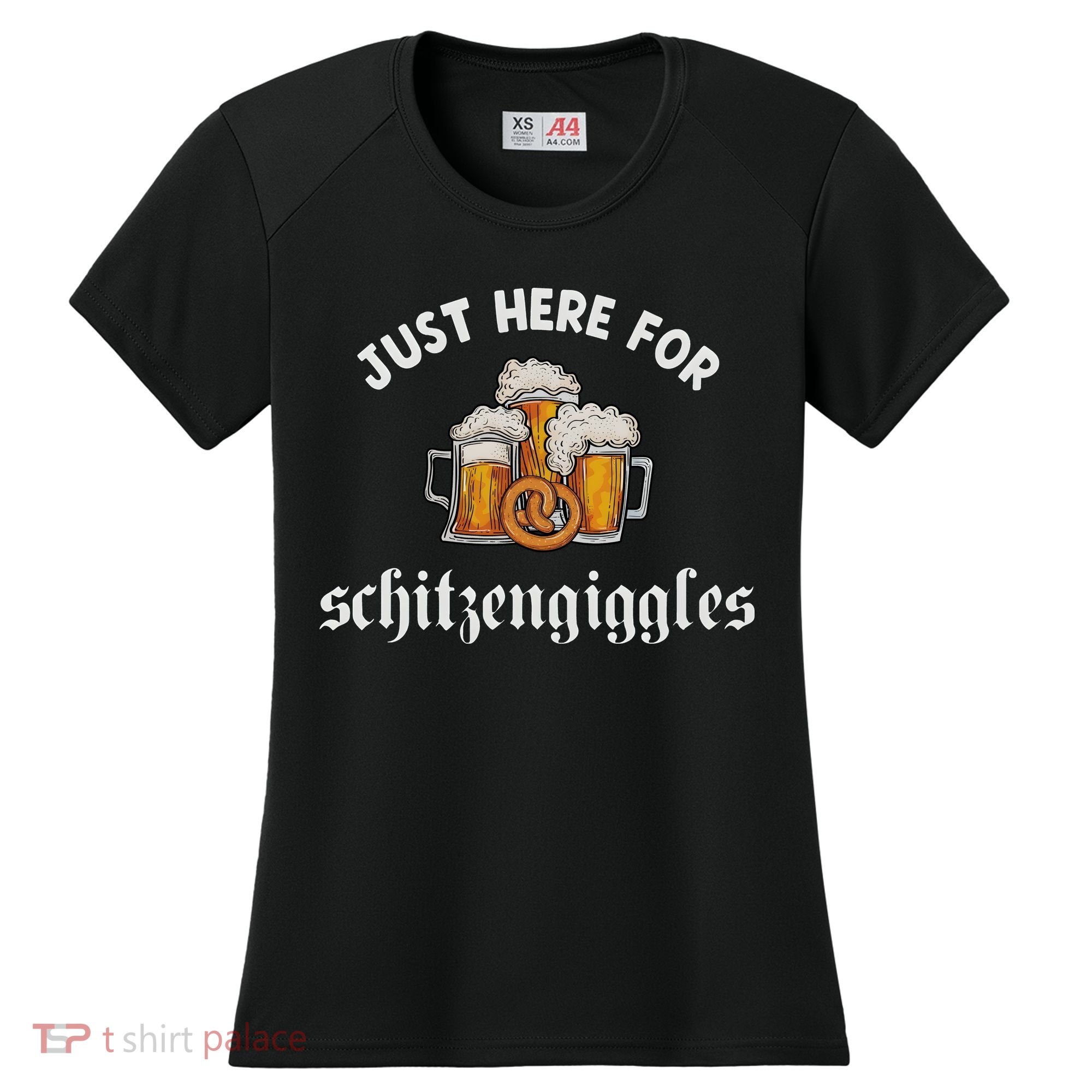 Just Here For Schitzengiggles Oktoberfest Drinking Team Women's Cooling Performance Crew T-Shirt