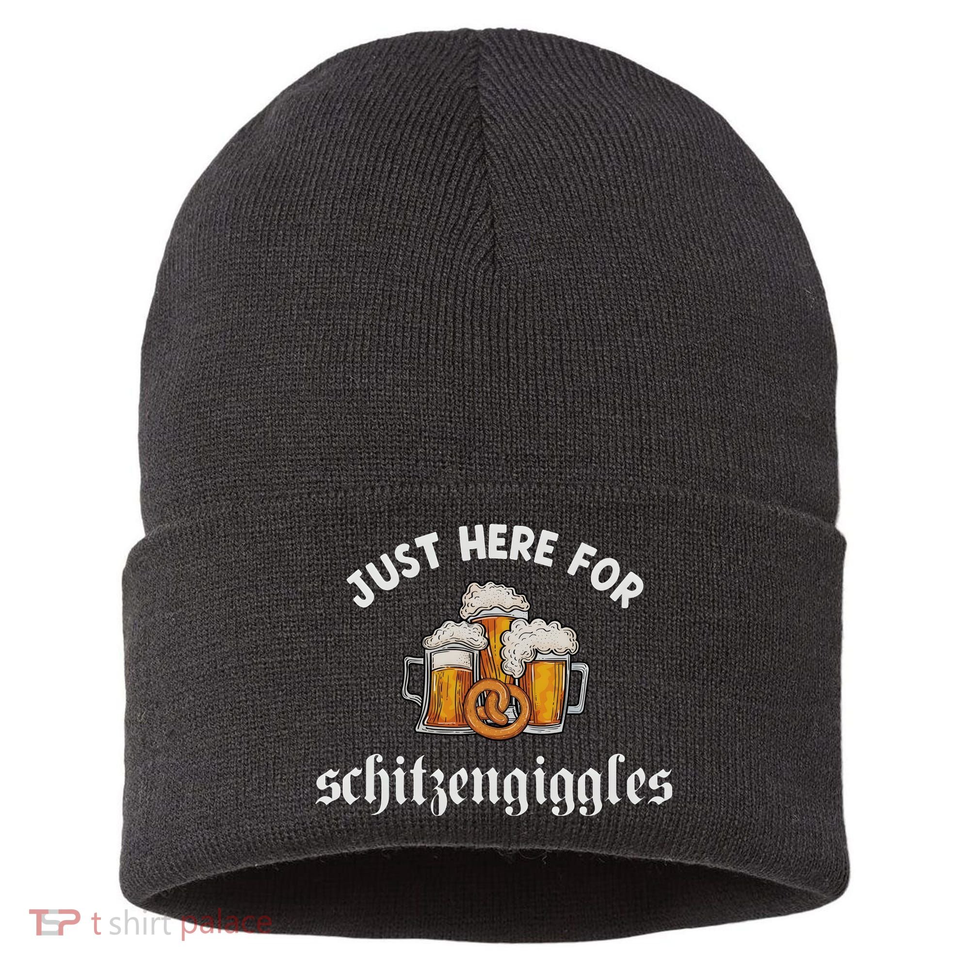 Just Here For Schitzengiggles Oktoberfest Drinking Team Sustainable Knit Beanie