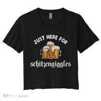 Just Here For Schitzengiggles Oktoberfest Drinking Team Women's Crop Top Tee thumb 0