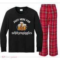 Just Here For Schitzengiggles Oktoberfest Drinking Team Kids Long Sleeve Plaid Pajama Set thumb 0