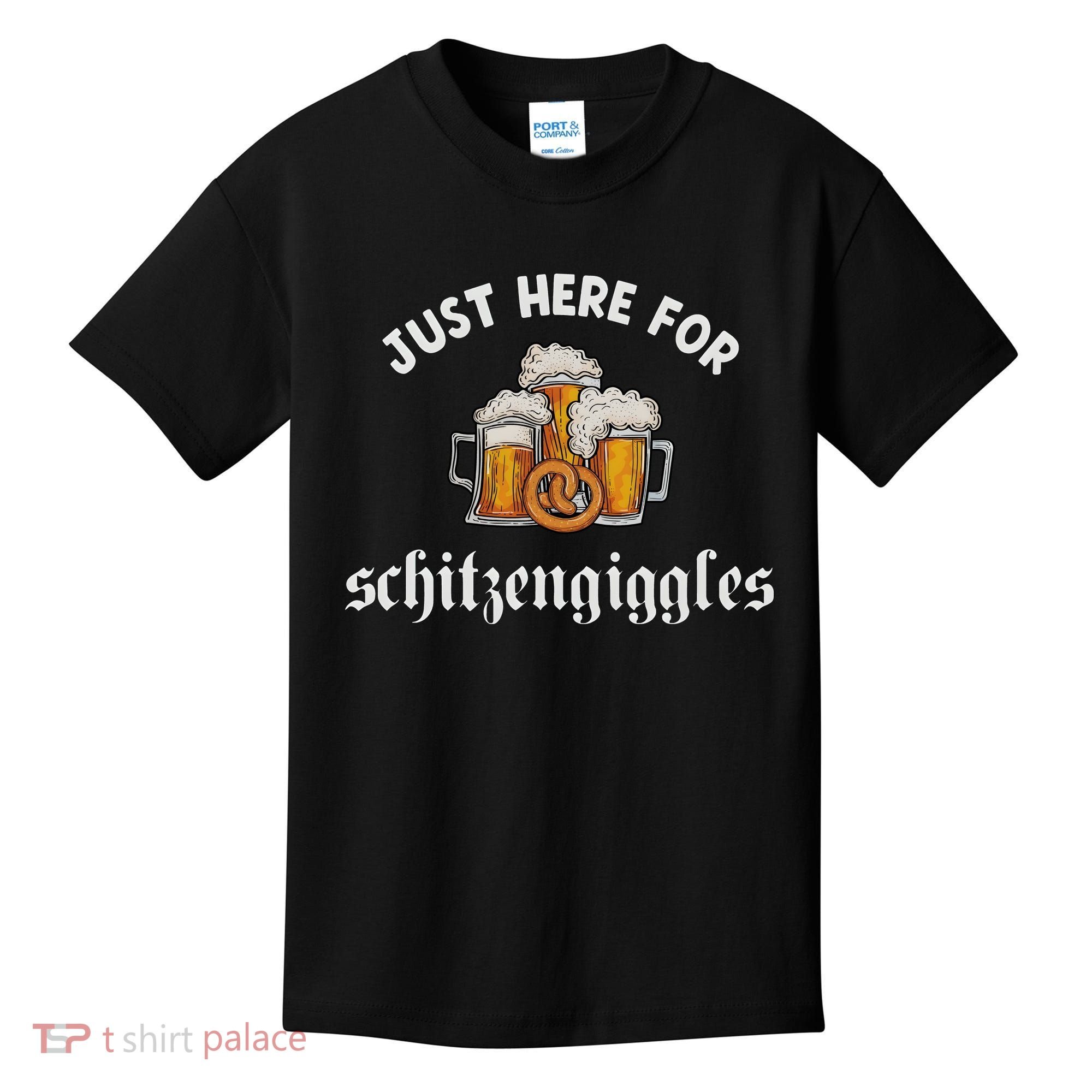 Just Here For Schitzengiggles Oktoberfest Drinking Team Kids T-Shirt