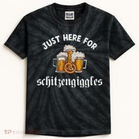 Just Here For Schitzengiggles Oktoberfest Drinking Team Kids Tie-Dye T-Shirt thumb 0