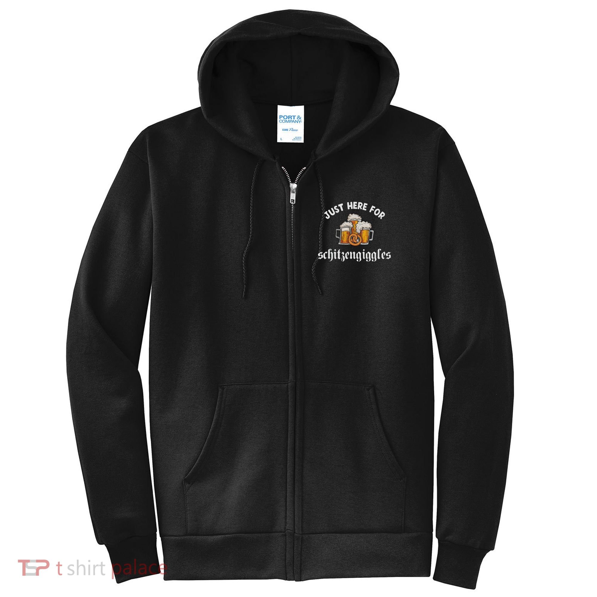 Just Here For Schitzengiggles Oktoberfest Drinking Team Full Zip Hoodie