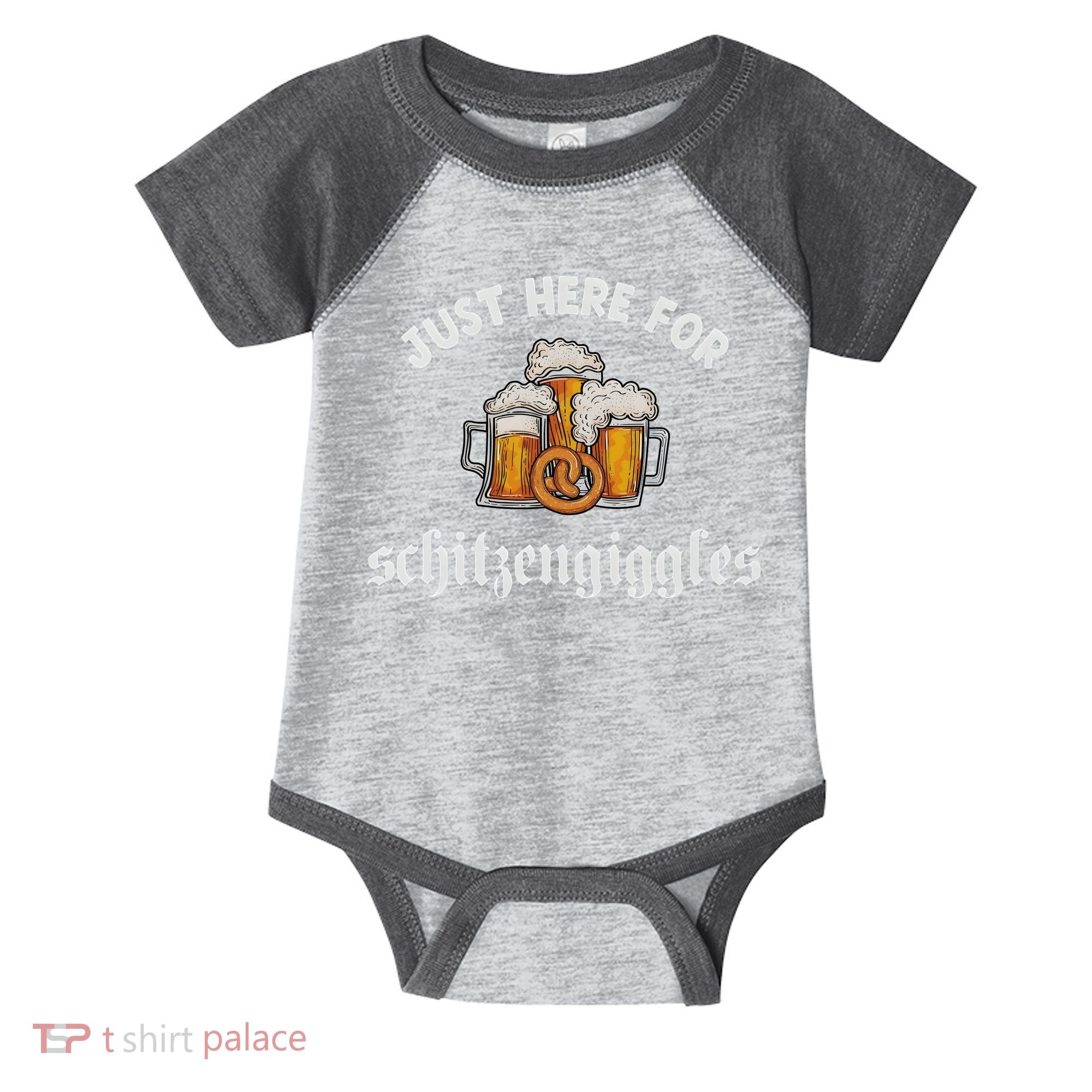 Just Here For Schitzengiggles Oktoberfest Drinking Team Infant Baby Jersey Bodysuit