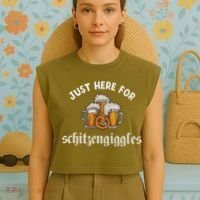 Just Here For Schitzengiggles Oktoberfest Drinking Team Garment-Dyed Women's Muscle Tee thumb 4