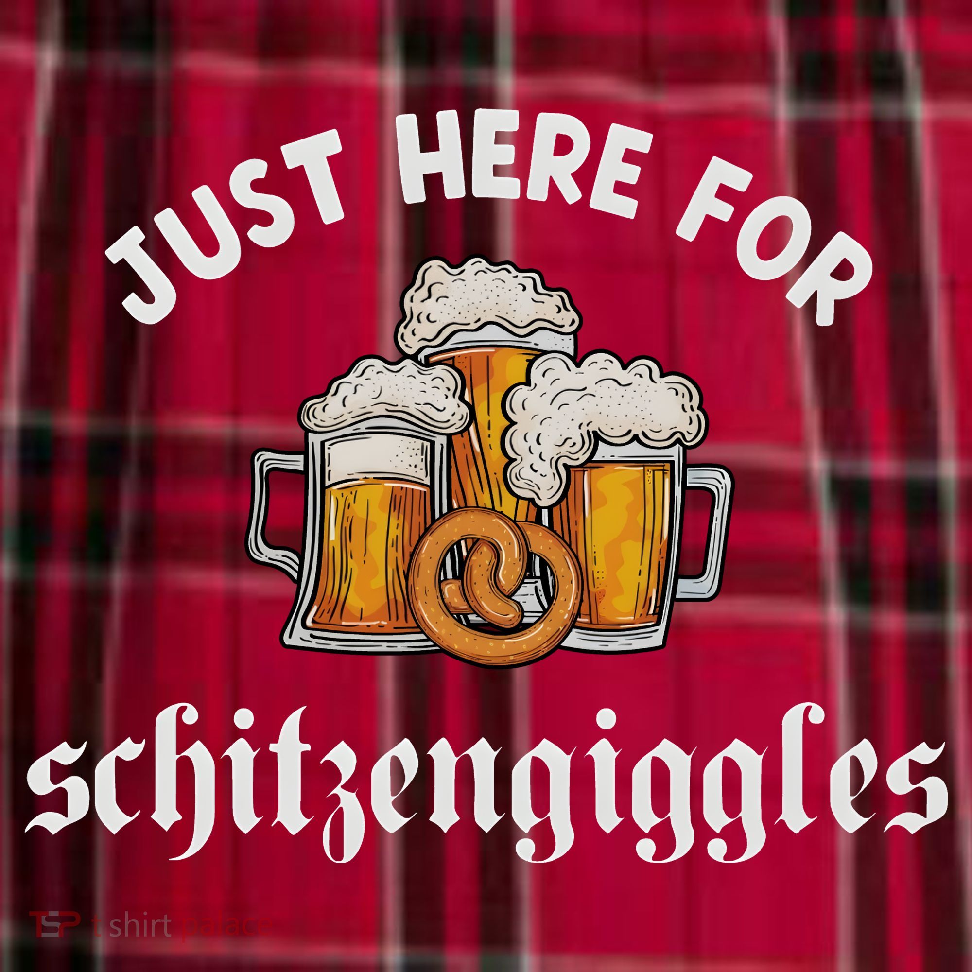 Just Here For Schitzengiggles Oktoberfest Drinking Team Women's Flannel Plaid Pajama Pants