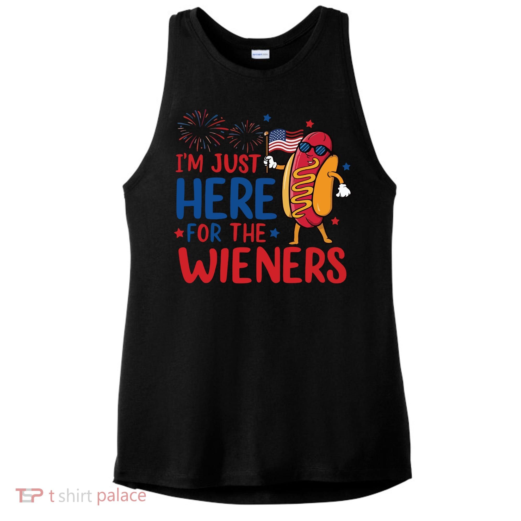 Just Here For The Wieners Ladies PosiCharge Tri-Blend Wicking Tank
