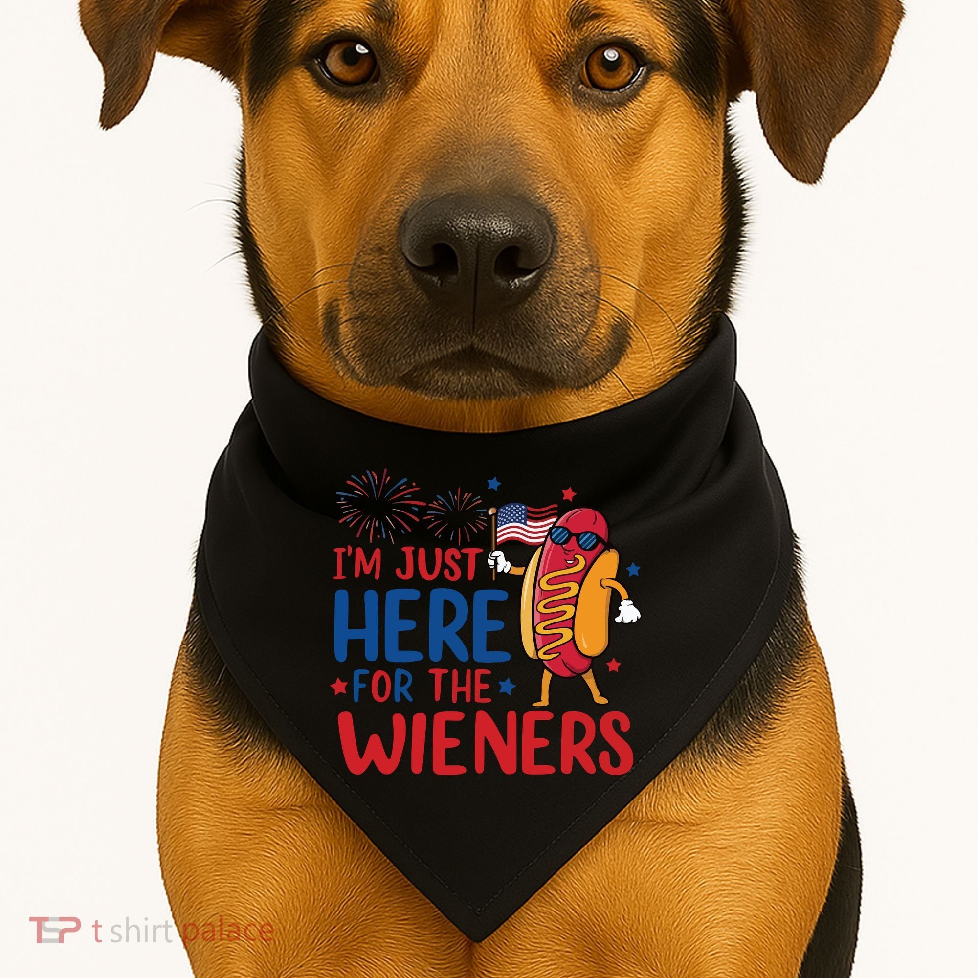 Just Here For The Wieners USA-Made Doggie Bandana