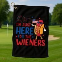 Just Here For The Wieners Golf Towel thumb 1