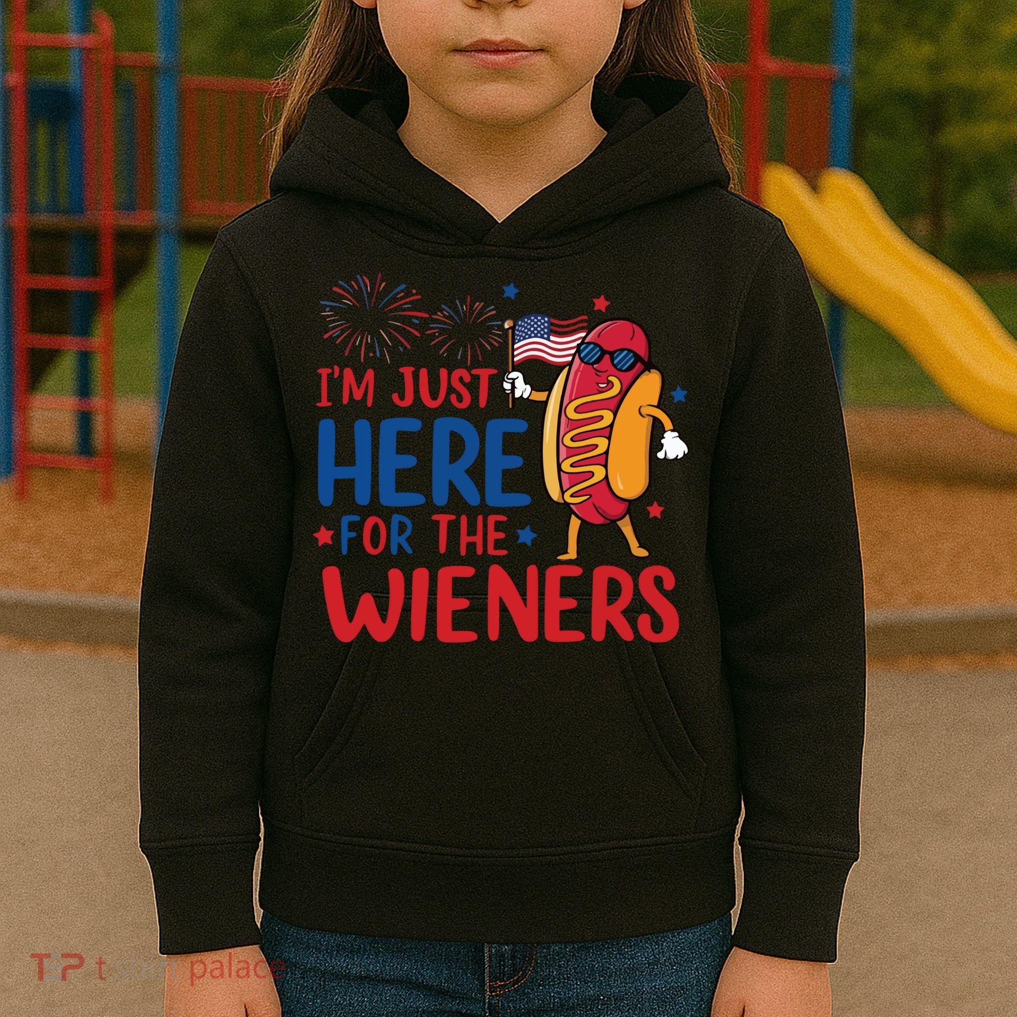 Just Here For The Wieners Kids Hoodie