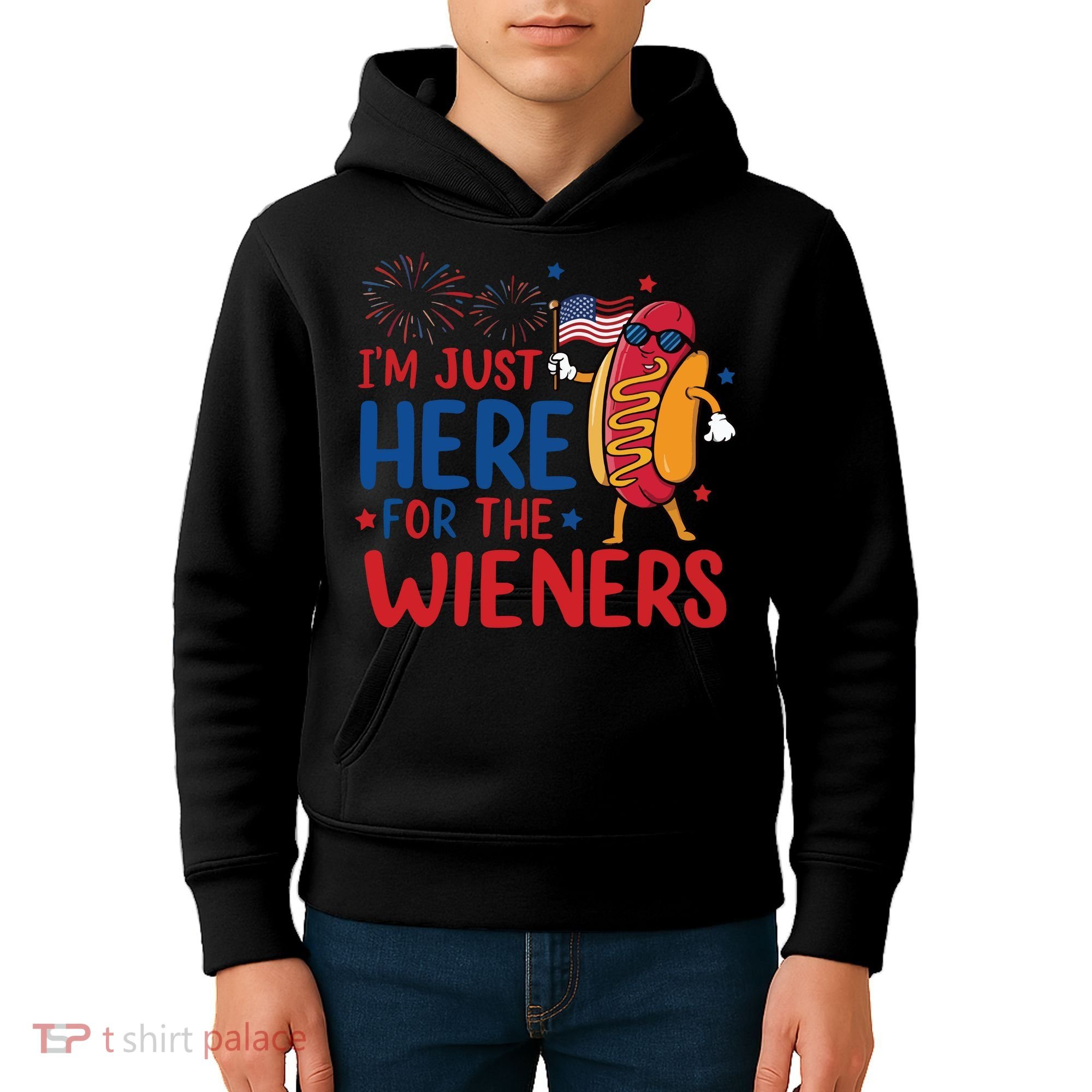 Just Here For The Wieners Kids Hoodie