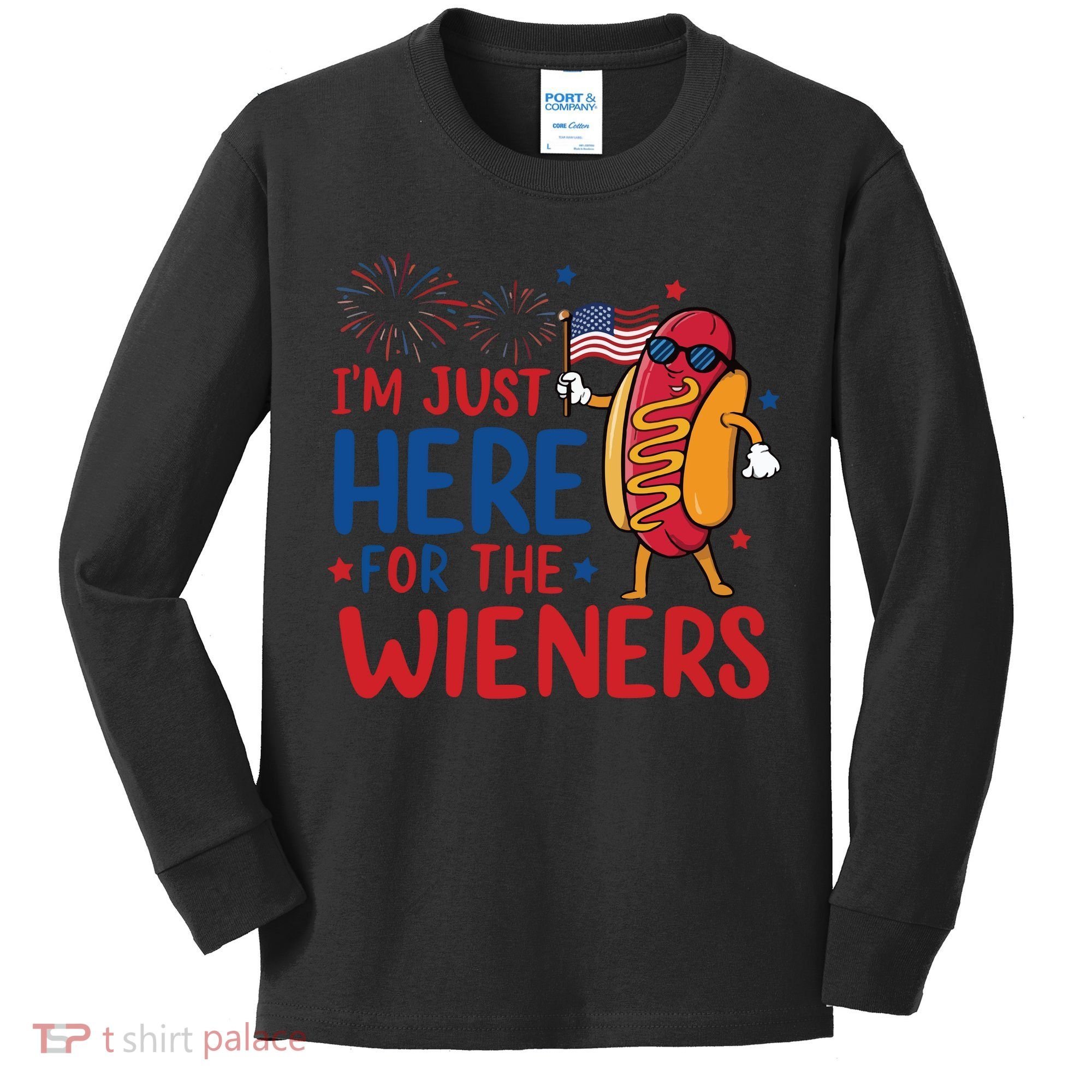 Just Here For The Wieners Kids Long Sleeve Shirt