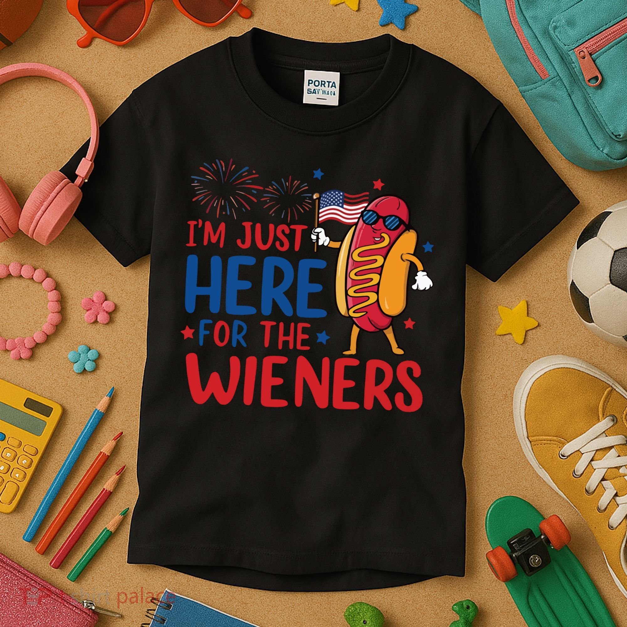 Just Here For The Wieners Kids T-Shirt
