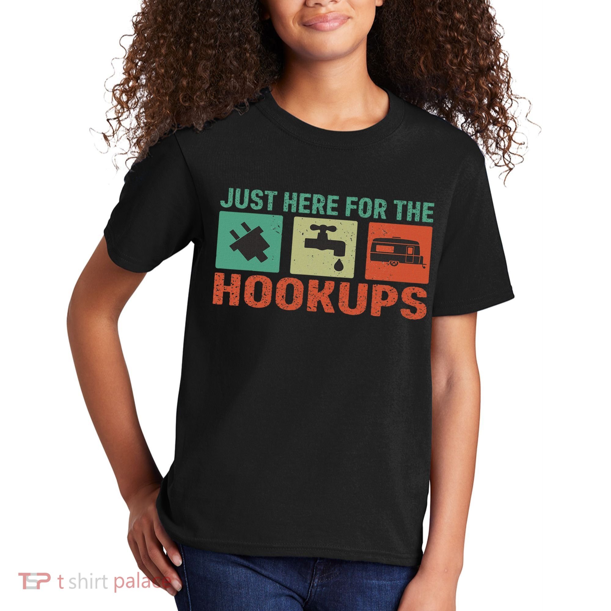 Just Here For The Hookups Motorhome Camping Rv Kids T-Shirt