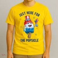 Just Here For The Popsicle 4th Of July Funny Festive T-Shirt thumb 3