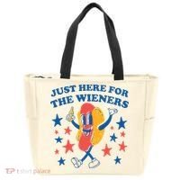 Just Here For The Wieners 4th Of July Funny Hot Dot Tote Bag thumb 0