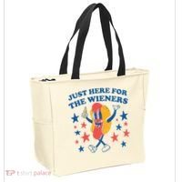 Just Here For The Wieners 4th Of July Funny Hot Dot Tote Bag thumb 2
