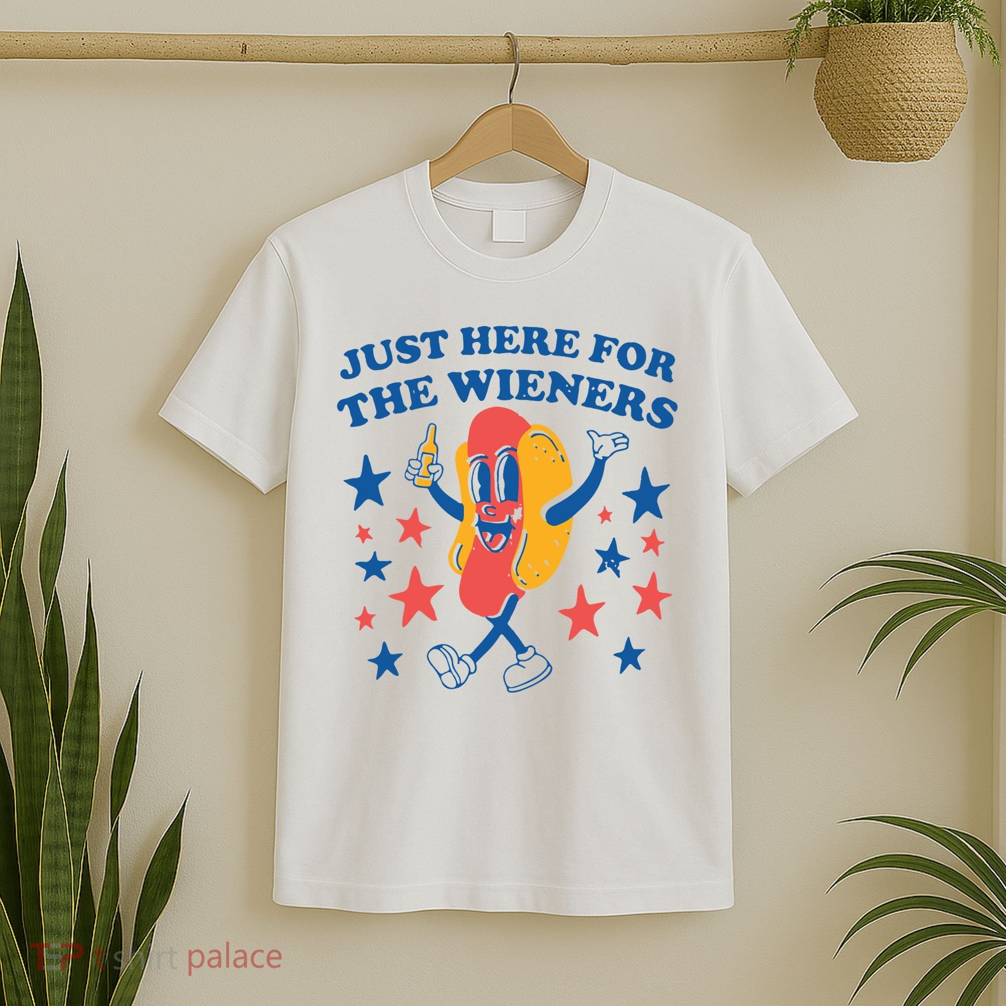 Just Here For The Wieners 4th Of July Funny Hot Dot T-Shirt