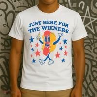 Just Here For The Wieners 4th Of July Funny Hot Dot T-Shirt thumb 3