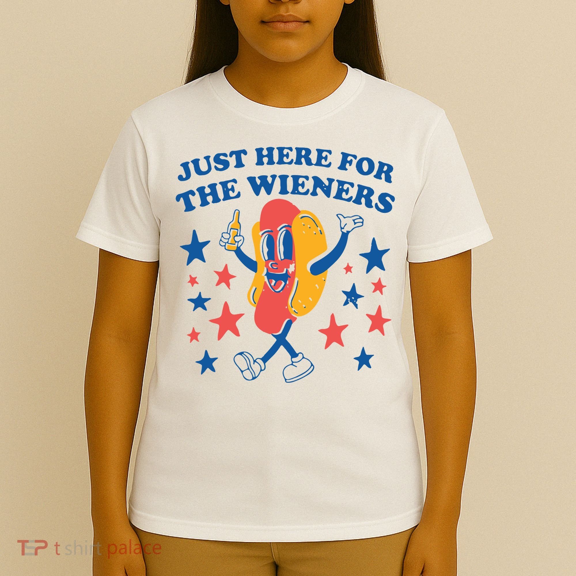 Just Here For The Wieners 4th Of July Funny Hot Dot T-Shirt