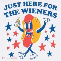 Just Here For The Wieners 4th Of July Funny Hot Dot Button thumb 1