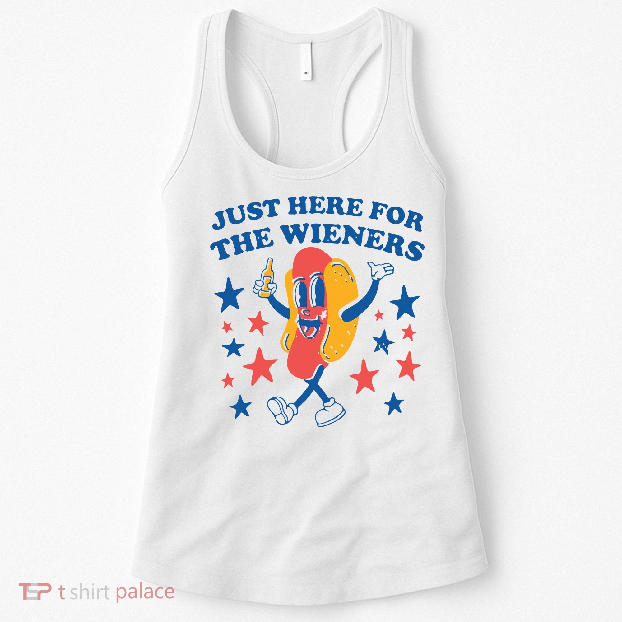 Just Here For The Wieners 4th Of July Funny Hot Dot Women's Tank Top