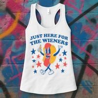 Just Here For The Wieners 4th Of July Funny Hot Dot Women's Tank Top thumb 3