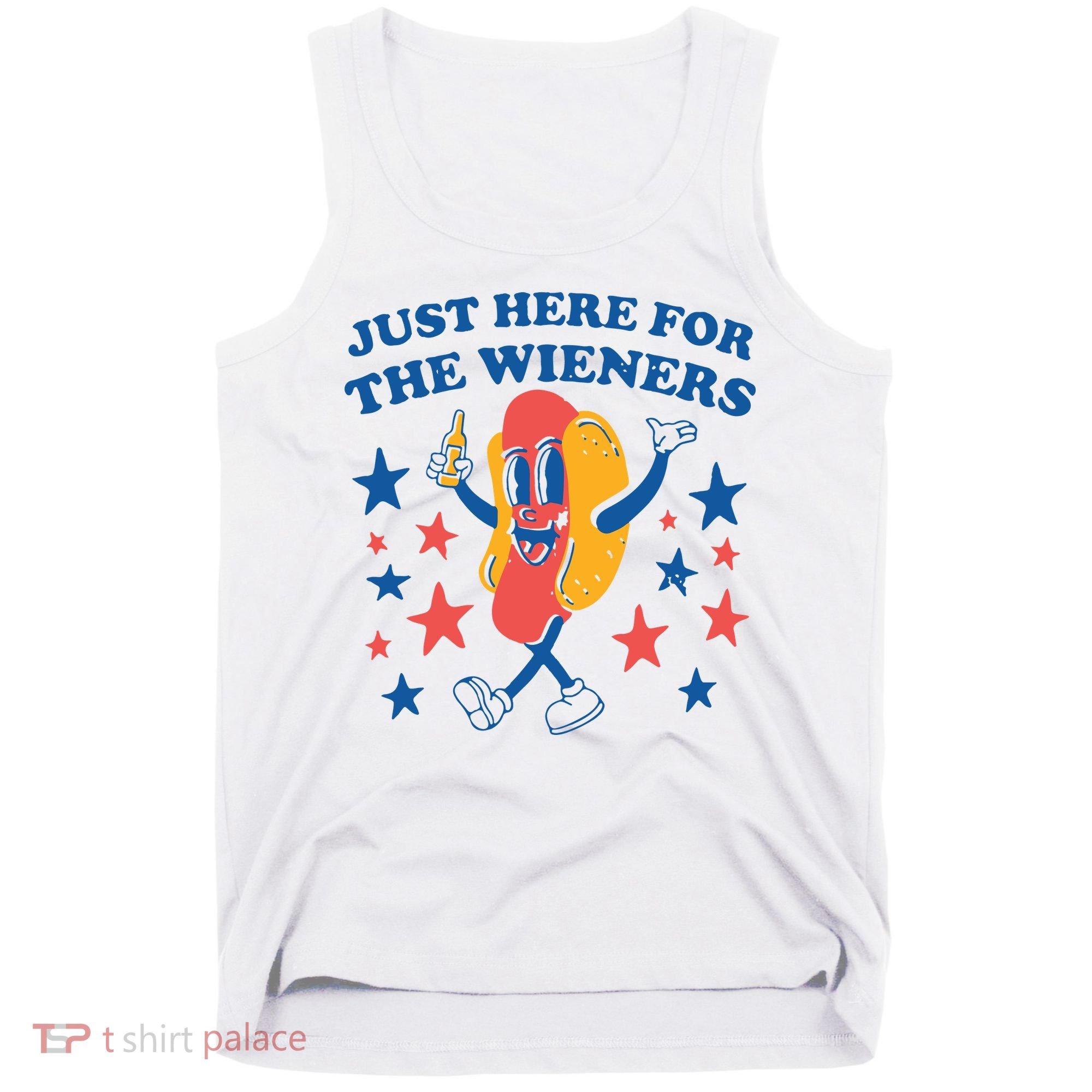 Just Here For The Wieners 4th Of July Funny Hot Dot Tank Top