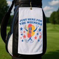 Just Here For The Wieners 4th Of July Funny Hot Dot Golf Towel thumb 2