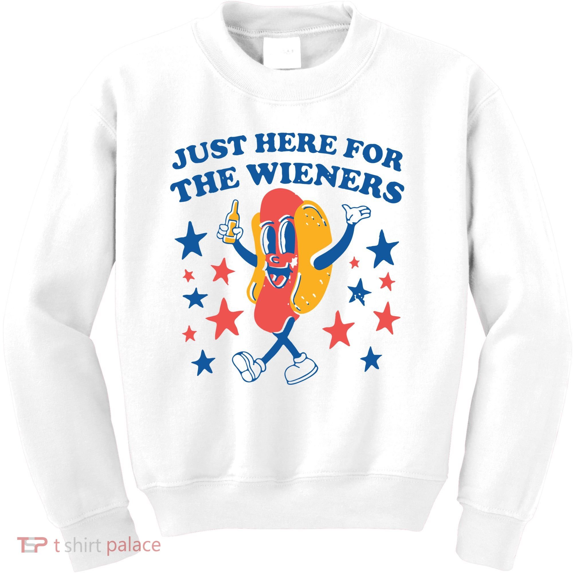 Just Here For The Wieners 4th Of July Funny Hot Dot Kids Sweatshirt