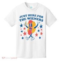 Just Here For The Wieners 4th Of July Funny Hot Dot Kids T-Shirt thumb 0