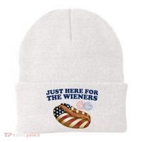 Just Here For The Wieners 4th Of July Beanie thumb 0
