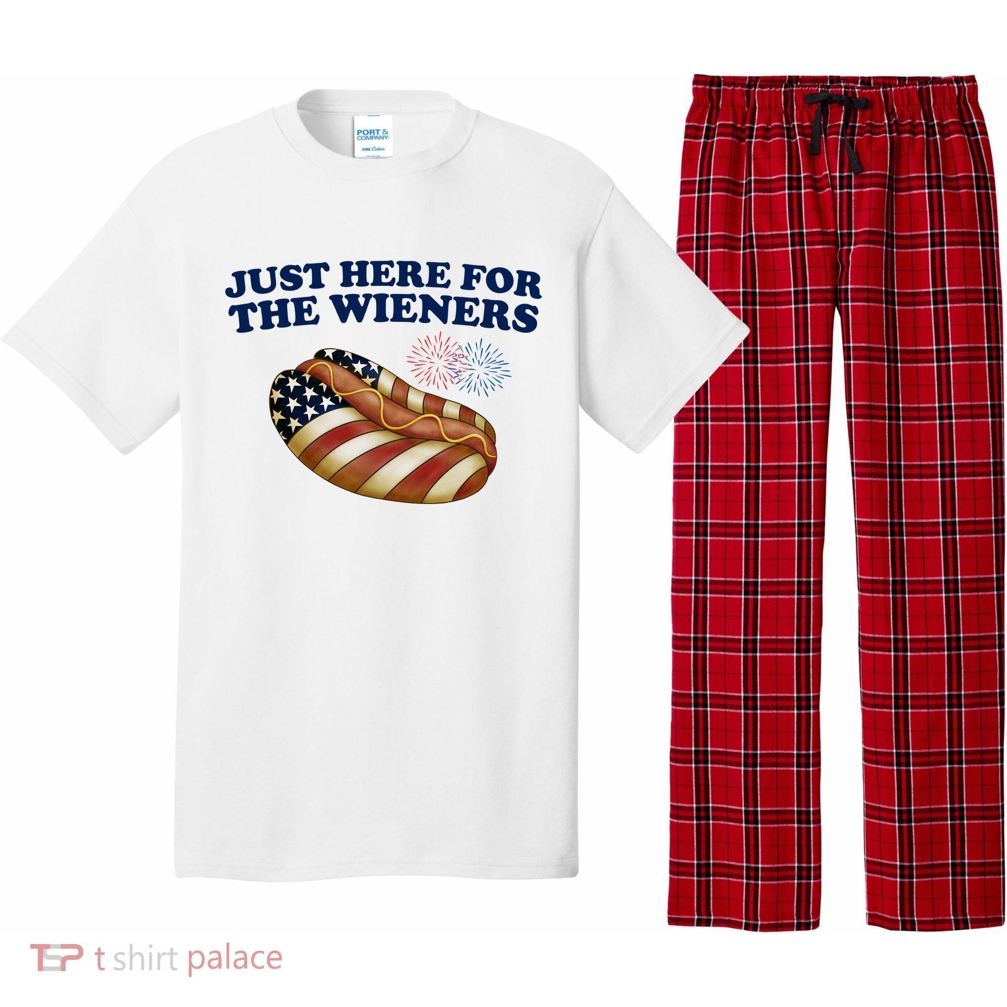 Just Here For The Wieners 4th Of July Pajama Set