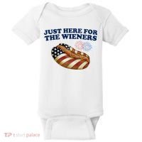 Just Here For The Wieners 4th Of July Baby Bodysuit thumb 0