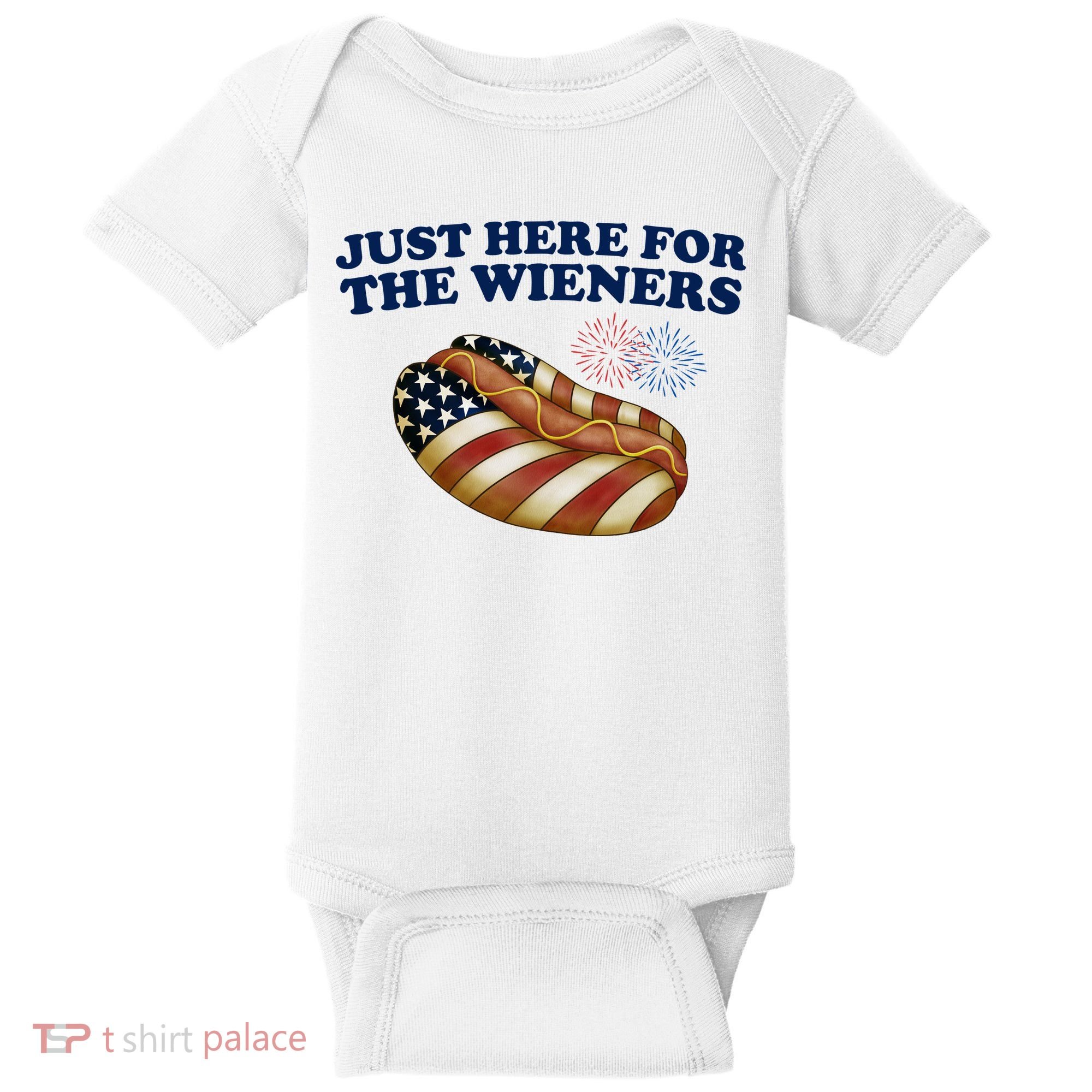 Just Here For The Wieners 4th Of July Baby Bodysuit