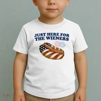 Just Here For The Wieners 4th Of July Toddler T-Shirt thumb 2
