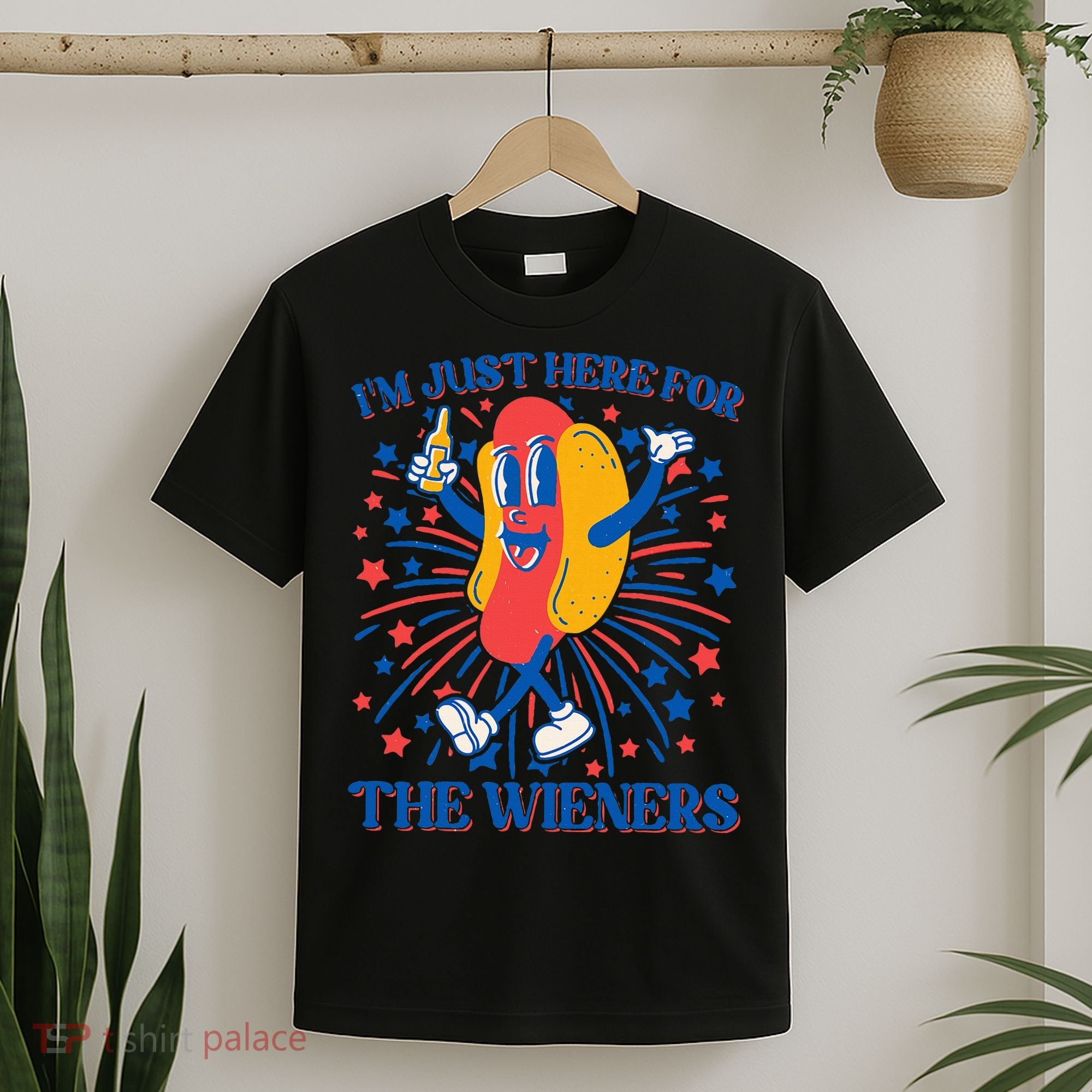 Just Here For The Wieners Hot Dog 4th Of July T-Shirt