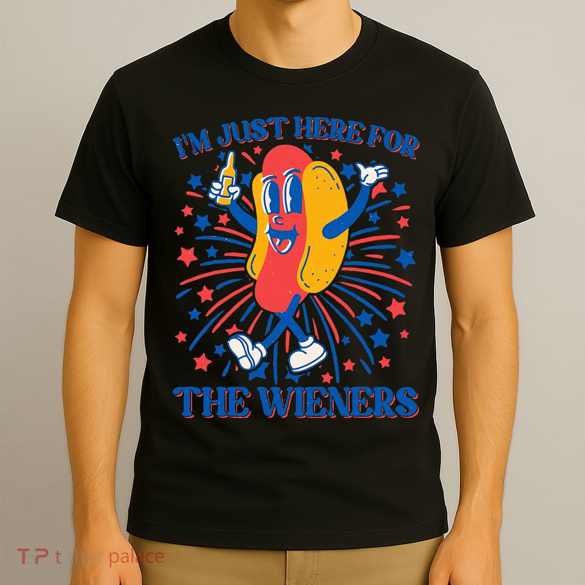 Just Here For The Wieners Hot Dog 4th Of July T-Shirt