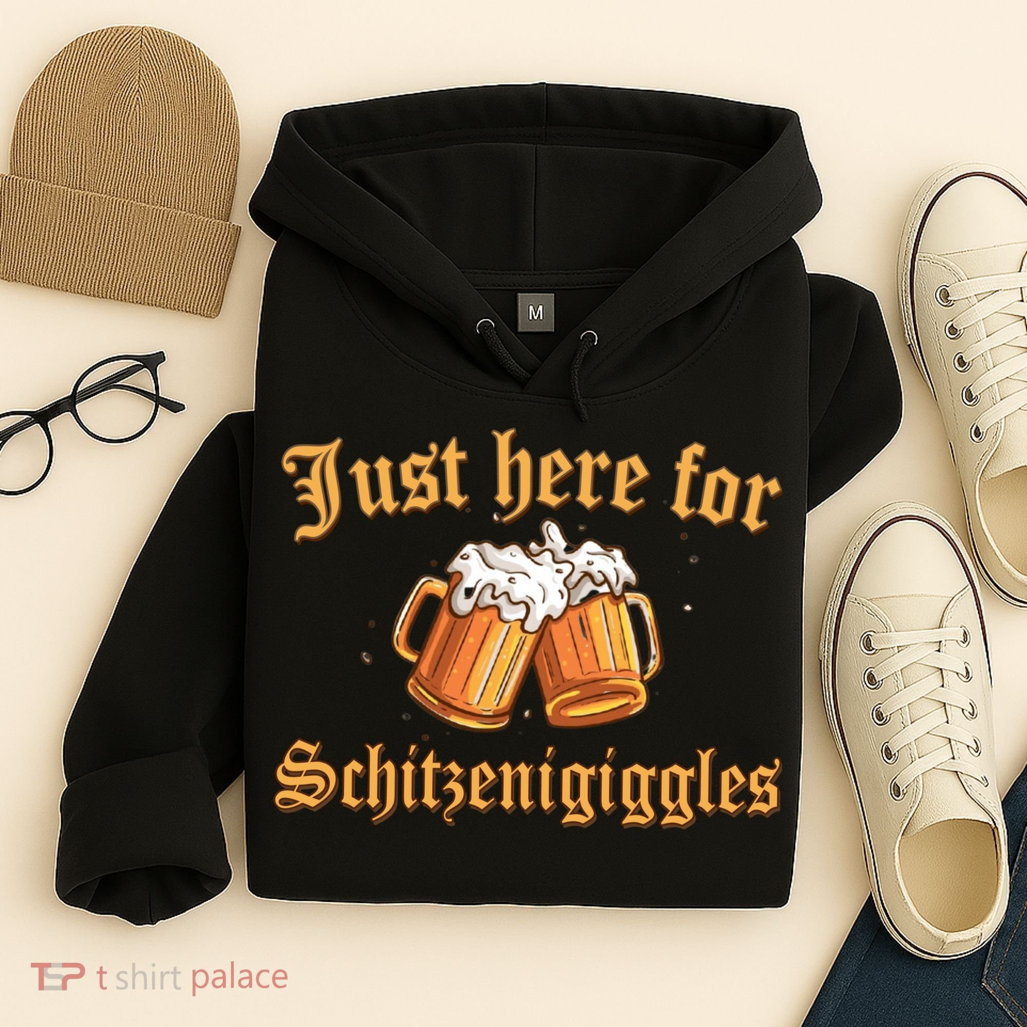 Just Here For Schitzengiggles Funny Oktoberfest Hoodie